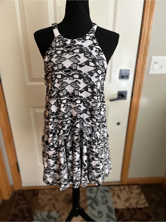 Free People Dresses & Skirts - Free People black white distress halter fit & flare mini dress. Size small